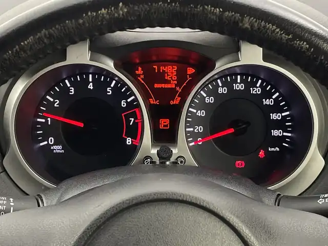 日産 ジューク 15RX タイプV 新潟県 2012(平24)年 7.2万km サファイアブラック 純正ナビ/Bluetooth/DVD/CD/バックカメラ/ビルトインETC/スペアキー1本/スマートキー/プッシュスタート/純正17インチアルミホイール/フロントフォグランプ/電動格納ミラー/革巻きステアリング/ISOFIX/取扱説明書