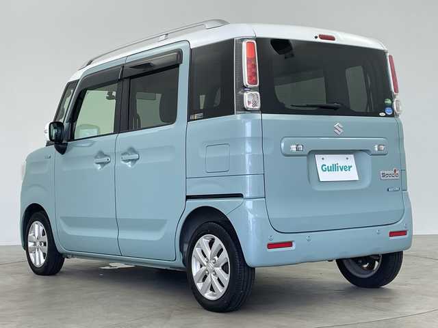 スズキ スペーシア HYBRID X 鹿児島県 2018(平30)年 5.8万km オフブルーメタリック/ホワイト2トーン 純正ナビ/(BT/CD/DVD/AM/FM/フルセグTV)/衝突軽減ブレーキ/デュアルカメラブレーキサポート/コーナーセンサー/レーンキープアシスト/両側パワースライドドア/運転席シートヒーター/アイドリングストップ/ビルトインETC/スペアキー/純正フロアマット/純正LEDヘッドライト/純正14インチアルミホイール