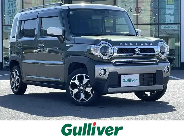 スズキ ハスラー Jスタイル ターボ 岡山県 2021(令3)年 3.2万km クールカーキパールメタリック/ホワイト2トーンルーフ 登録時走行距離31623km/社外ナビ（AM/FM/CD/DVD/BT）/全方位モニター/フルセグテレビ/デュアルカメラブレーキ/レーダークルーズコントロール/インタークーラーターボ/前席シートヒーター/衝突軽減ブレーキ/コーナーセンサー/アイドリングストップ/横滑り防止装置/レーンキープアシスト/オートエアコン/LEDヘッドライト/LEDフォグランプ/純正15インチAW