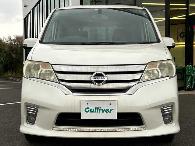 日産 セレナ ハイウェイスター Vセレクション 鹿児島県 2012(平24)年 10.8万km ブリリアントホワイトパール 純正ナビ/　　CD/DVD/BT/フルセグ/バックカメラ/両側パワースライドドア/クルーズコントロール/オートライト/純正16インチアルミホイール/ステアリングスイッチ/リアオートエアコン/アイドリングストップ/ヒルスタートアシスト/後席サンシェード/スマートキー/ETC