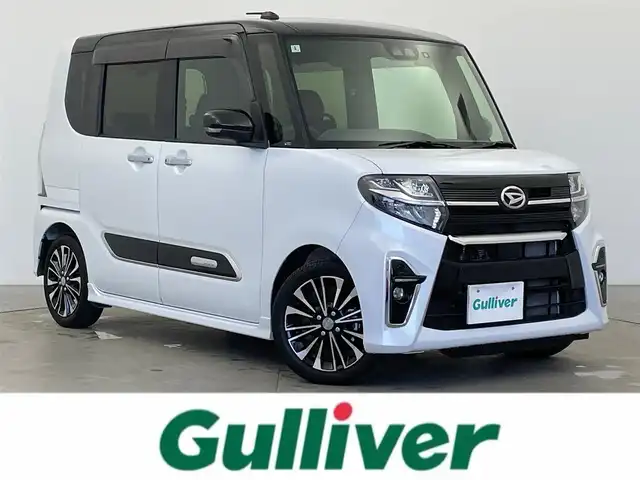 ダイハツ タント カスタム RS セレクション 富山県 2020(令2)年 1.4万km ブラックマイカメタリック/シャイニングホワイトパール 社外ナビ（AM/FM/DVD/BT/フルセグ）/バックカメラ/前後ドライブレコーダー/ETC/両側パワースライドドア/ハーフレザーシート/D/N席シートヒーター/衝突被害軽減システム/レーダークルーズコントロール/レーンキープアシスト/コーナーセンサー/横滑り防止装置/アイドリングストップ/純正アルミホイール/純正フロアマット/オートLEDライト/フォグライト/革巻きステアリング/ステアリングスイッチ/スマートキー/スペアキー