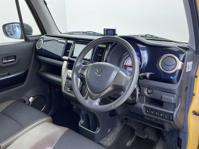 スズキ ハスラー Jスタイル Ⅲ 栃木県 2018(平30)年 5万km アクティブイエロー/スチールシルバー2トーン 社外ナビ/（）/バックカメラ/衝突軽減システム/車線逸脱抑制機能/横滑り防止/アイドリングストップ/ビルトインETC/前席シートヒーター/ハーフレザー/純正アルミホイール/社外フロアマット/電動格納ミラー/ステアリングスイッチ/ISOFIX/プッシュスタート/スマートキー