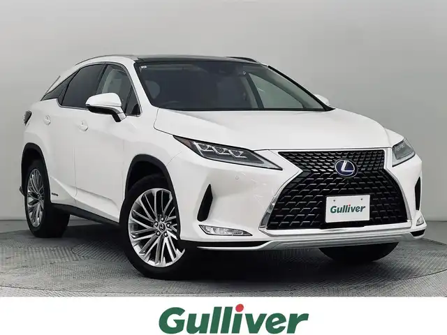 レクサス ＲＸ 450h バージョンL 道央・札幌 2021(令3)年 4.5万km ソニッククォーツ ・４ＷＤ/・純正メモリナビ/　ＢＴ／ＣＤ／ＤＶＤ／ＵＳＢ／ＳＤ／ＡＵＸ／Ｍｉｒａｃａｓｔ／フルセグ/・全方位カメラ/・純正ビルトインＥＴＣ2.0/・社外前後ドライブレコーダー/・レーダーレーダークルーズコントロール/・プリクラッシュセーフティ/・レーントレーシングアシスト/・ブラインドスポットモニター/・パーキングサポートアシスト/・パーキングサポートブレーキ/・ロードサインアシスト/・横滑り防止/・アイドリングストップ/・電動リアゲート/・全席シートヒーター/・前席エアシート/・前席メモリー付きパワーシート/・サンルーフ/・パノラマルーフ/・100Ｖ充電/・ヘッドアップディスプレイ/・ステアリングヒーター/・純正フロアマット/・純正サマー20インチＡＷ/・三眼フルＬＥＤヘッドライト/・オートライト/・オートマチックハイビーム/・プッシュスタート/・スマートキー/・スペアキー/・カードキー/・純正エンジンスターター/・取扱説明書