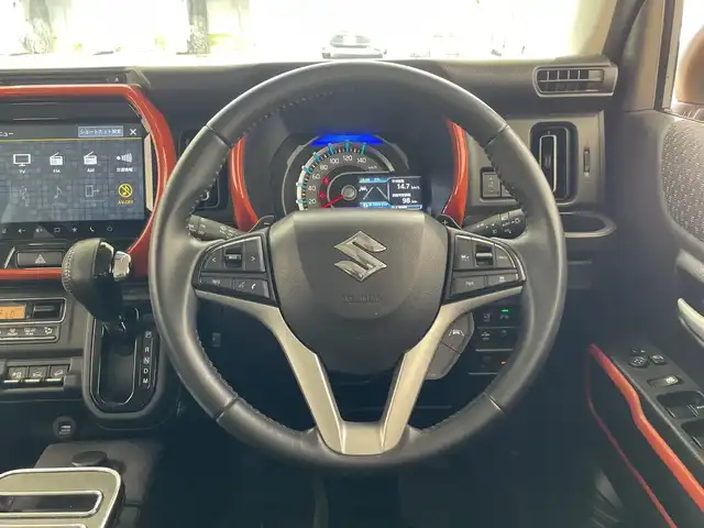 スズキ ハスラー HYBRID X ターボ 栃木県 2020(令2)年 3.4万km アクティブイエロー/ホワイト2トーンルーフ 4WD/ターボ/ルーフキャリア/バックラダー/オールテレーンタイヤ/ルーフトップライティング/DEAN製アルミホイール/純正ナビ/(フルセグTV・Bluetooth・CD・DVD・USB)/全方位カメラ/バックカメラ/スズキセーフティサポート/ ・衝突軽減ブレーキ/ ・レーンキープアシスト/ ・アダプティブクルーズコントロール/パドルシフト/ETC/LEDヘッドライト/オートライト/ダウンヒルアシストコントロール/純正フロアマット/後方コーナーセンサー