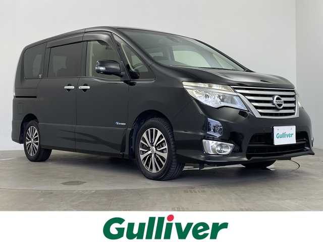 日産 セレナ ハイウェイS S HV Aセーフ 鹿児島県 2014(平26)年 6.5万km ダイヤモンドブラック 純正SDナビ/（AM/FM/CD/DVD/Bluetooth）/フルセグテレビ/アラウンドビューモニター/クルーズコントロール/片側パワースライドドア /ドライブレコーダー/ETC/純正フロアマット/LEDヘッドライト/純正AW16インチ/LEDヘッドライト/スマートキー