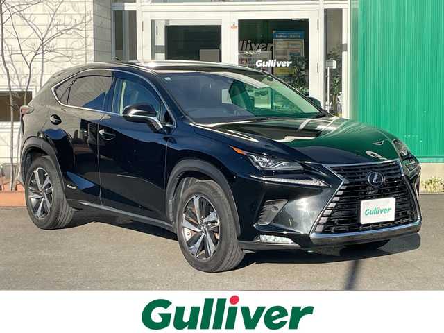 レクサス ＮＸ 300h バージョンL 青森県 2019(令1)年 5.5万km グラファイトブラックガラスフレーク ワンオーナー/セーフティシステムプラス/10.3インチワイドディスプレイナビ・フルセグTV/CD・DVD・Bluetooth・SD・USB/バック・サイドカメラ/黒本革シート/前席エアシート・パワーシート/前後席シートヒーター/後席電動格納シート/ステアリングヒーター/パワーバックドア/プリクラッシュセーフティ/レーダークルーズコントロール/レーントレーシングアシスト/アダプティブハイビーム/OPブラインドスポットモニター/純正ドライブレコーダー/ビルトインETC2.0/AC100V100W/パドルシフト/角型三眼LEDヘッドライト/LEDフォグランプ/OP純正18インチアルミ/スペアキー・カードキー/R2.R3.R4.R5.R6年ディーラー記録簿有/保証書・取説書