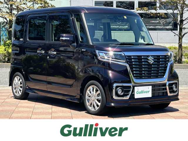 スズキ スペーシア カスタム HYBRID XS 福島県 2020(令2)年 1.1万km ムーンライトバイオレットPM 4WD/デュアルカメラブレーキサポート/純正8インチSDナビ/　【フルセグ/CD/DVD/BT/SD/USB/MSV】/バックカメラ/全周囲カメラ/ステアリングスイッチ/両側パワースライドドア/前席シートヒーター/ハーフレザーシート/ベンチシート/ヘッドアップディスプレイ/パーキングアシスト/レーンキープアシスト/コーナーセンサー/横滑り防止機能/アイドリングストップ/純正フロアマット/純正ドアバイザー/LEDヘッドライト（AUTO機能付き）/　・フォグランプ/リアサンシェード/リアサーキュレーター/シートバックテーブル/スペアキー×１