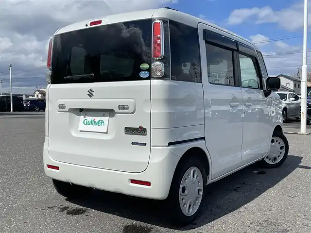 スズキ スペーシア HYBRID X 青森県 2018(平30)年 5.8万km ピュアホワイトP 4WD/社外SDナビ/　 CD/DVD/BT/SD/フルセグTV/バックカメラ/両側パワースライドドア/オートライト/シートヒーター/アイドリングストップ/スマートキー