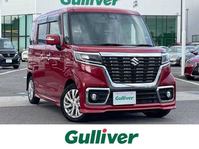 スズキ スペーシア カスタム HYBRID GS 愛媛県 2017(平29)年 5.4万km フェニックスレッドパール プッシュスタート/社外ナビ（CD/DVD/TV/BT/SD）/全方位カメラ/ETC/ドライブレコーダー/片側パワースライドドア/レーンキープアシスト/ヘッドアップディスプレイ/シートヒーター/オートライト/純正アルミホイール