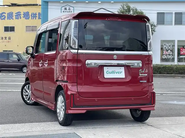 スズキ スペーシア カスタム HYBRID GS 愛媛県 2017(平29)年 5.4万km フェニックスレッドパール プッシュスタート/社外ナビ（CD/DVD/TV/BT/SD）/全方位カメラ/ETC/ドライブレコーダー/片側パワースライドドア/レーンキープアシスト/ヘッドアップディスプレイ/シートヒーター/オートライト/純正アルミホイール