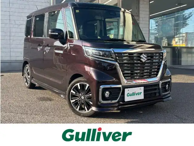 スズキ スペーシア カスタム HYBRID XS ターボ 愛知県 2018(平30)年 6.5万km ムーンライトバイオレットPM ワンオーナー　ナビ　フルセグＴＶ　ＤＶＤ再生　Ｂｌｕｅｔｏｏｔｈ接続　全方位カメラ　ビルトインＥＴＣ　ＨＵＤ　衝突軽減　クルコン　パドルシフト　両側パワースライドドア　バックミラー一体ドラレコ　ＬＥＤオートライト
