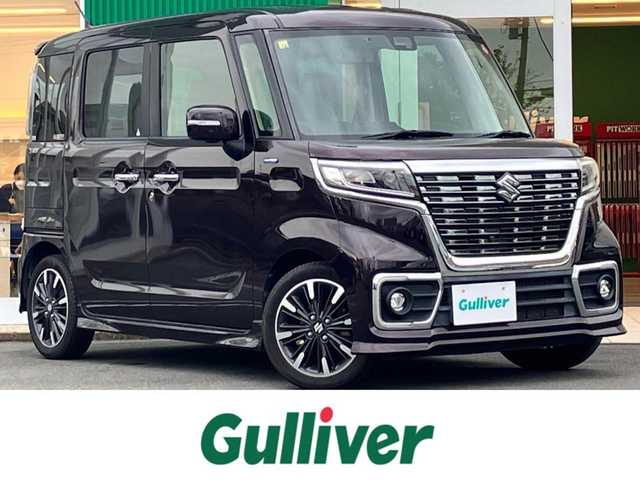 スズキ スペーシア カスタム HYBRID XS ターボ 静岡県 2018(平30)年 6.6万km ムーンライトバイオレットPM 純正ナビ(CD/DVD/BT/フルセグ)/全方位カメラ/ドライビウレコーダー前後/デジタルインナーミラー/ヘッドアップディスプレイ/ETC/エンジンスタートボタン/保証書/取扱説明書/ワンオーナー/パワーステアリング/パワーウィンドウ/パドルシフト/アイドリングストップ/ターボ/スマートキー/スペアキー１本/オートエアコン/クルーズコントロール/USB入力端子/ベンチシート/純正フロアマット/ハーフレザーシート/D席シートヒーター/両側パワースライドドア/純正アルミホイール/ABS/横滑り防止装置/コーナーセンサー/レーンキープアシスト/盗難防止装置/オートライト/オートマチックハイビーム/LEDヘッドライト/W+サイドエアバッグ/衝突軽減システム