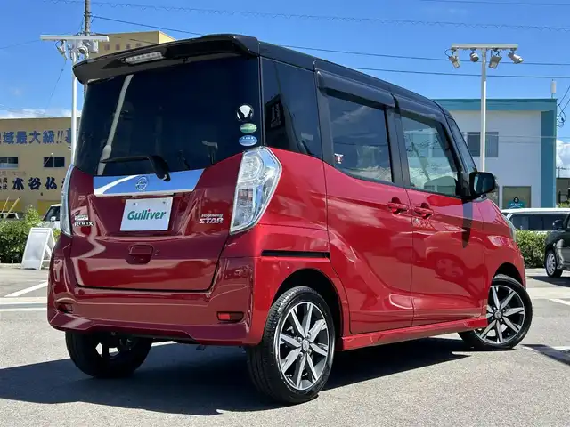 日産 デイズ ルークス ハイウェイスターX Gパッケージ 愛媛県 2017(平29)年 8万km スパークリングレッド/ブラック 登録時走行距離：80001Km/DラーOPSD純正ナビ/AM/FM/フルセグTV/Bluetooth/全周囲カメラ/前ドライブレコーダー/ETC/横滑り防止装置/LEDヘッドライト/オートライト/オートハイビーム/エンジンスタートボタン/スマートキー/純正フロアマット/純正アルミホイール/サンシェード