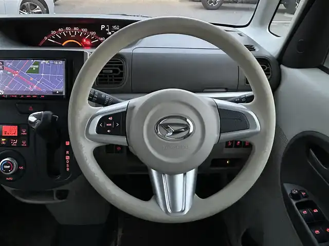 ダイハツ タント X SA 広島県 2015(平27)年 7.9万km コットンアイボリー １オーナー/MITSUBISHIナビ　　　NR-MZ40/　「フルセグ/CD/DVD/AUX/AM/FM」/バックカメラ/衝突軽減ブレーキシステム/パワースライドドア/ＥＴC/ヘッドライトレベライザー/横滑り防止装置/純正フロアマット/スペアキー/ステアリングスイッチ/プッシュスタート/スマートキー/保証書/取扱説明書