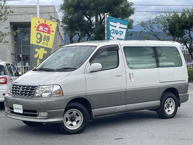 トヨタ グランド ハイエース G Xエディション 長野県 2000(平12)年 3.7万km ベージュ 社外ナビ（FM/AM、CD、DVD、BT、USB）/バックカメラ/ワンセグテレビ/社外ETC/サンルーフ/ダブルエアバック/純正フロアマット/三列目シート/ハロゲンヘッドライト/ABS/社外１５AW/電動カーテン