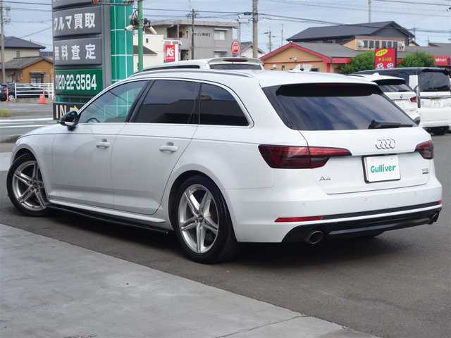 アウディ Ａ４ アバント2.0 TFSI クワトロ スポーツ Sライン P 静岡県 2016(平28)年 4.9万km 白 禁煙車/サンルーフ/4WD/MAXTONDESIGNエアロ（フロント／サイド／リア）/社外カーウェイ車高調（XA）/リア5面スモーク施工/バーチャルコックピット（12.3インチ液晶メーター）/プレセンスベーシック/プレセンスシティ/アクティブクルーズコントロール/アクティブレーンアシスト/メーカー純正ナビ/　CD/DVD/USB/BT/AUX/SD/フルセグTV/バックカメラ/ETC/パドルシフト/前席パワーシート／シートヒーター/前後コーナーセンサー/パワーバックドア/マトリクスLEDヘッドライト/ルーフレール/純正フロアマット/取扱説明書／保証書
