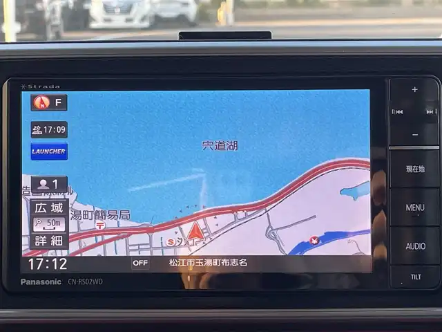 ダイハツ キャスト スポーツ SAⅡ 島根県 2015(平27)年 8.7万km ディープブルークリスタルマイカ 登録時走行距離　86582km/社外ナビ（CN-RS02WD）/（AM/FM/SD/iPod/USB/CD/DVD)/Bluetooth/フルセグテレビ/バックカメラ/ETC/革ステアリング/シートヒーター（D席）/アイドリングストップ/オートライト/純正アルミ１６インチ/横滑り防止/衝突軽減システム