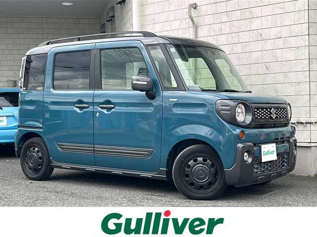 スズキ スペーシア ギア HYBRID XZターボ 神奈川県 2020(令2)年 1.2万km デニムブルー ガンメタリック 2トーン 登録時走行距離11356km/ワンオーナー/純正ディーラーナビ(CD/DVD/AUX/BT/フルセグTV)/全方位カメラ/両側パワースライドドア/レーダークルーズコントロール/パドルシフト/ヘッドアップディスプレイ/D/N席シートヒーター/クリアランスソナー/ルーフレール/フロアマット/ISOFIX/スペアキー×1/保証書/取扱説明書