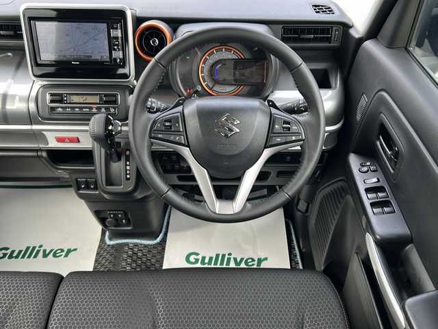 スズキ スペーシア ギア HYBRID XZターボ 神奈川県 2020(令2)年 1.2万km デニムブルー ガンメタリック 2トーン 登録時走行距離11356km/ワンオーナー/純正ディーラーナビ(CD/DVD/AUX/BT/フルセグTV)/全方位カメラ/両側パワースライドドア/レーダークルーズコントロール/パドルシフト/ヘッドアップディスプレイ/D/N席シートヒーター/クリアランスソナー/ルーフレール/フロアマット/ISOFIX/スペアキー×1/保証書/取扱説明書