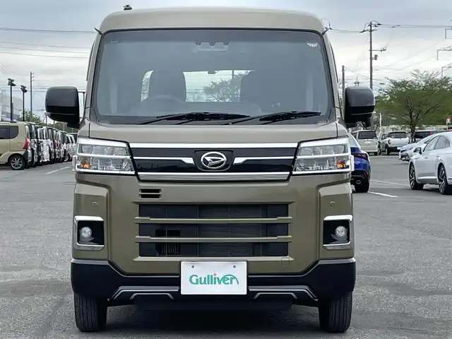 ダイハツ アトレー バン RS 道央・札幌 2023(令5)年 0.3万km オフビートカーキM ４WD/社外メモリーナビ/CD/DVD/BT/フルセグ/衝突被害軽減ブレーキ/横滑り防止装置/レーダークルーズコントロール/レーンキープアシスト/クリアランスソナー/バックカメラ/ドライブレコーダー/アイドリングストップ/両側パワースライドドア/ステアリングリモコン/リアスポイラー/プッシュスタート/スマートキー/LEDヘッドライト/オートライト/オートハイビーム/フォグランプ/電動格納ミラー/ウィンカーミラー/純正フロアマット/ドアバイザー/スペアキー/社外エンジンスターター/鉄チンホイール付冬タイヤ積込/（純正ホイールキャップ付）/145/80/R12/2023年/山8mm