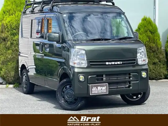 スズキ エブリイ JOINターボ 岩手県 2020(令2)年 4.7万km クールカーキPM 社外SDナビ/（フルセグTV/CD/DVD/Bluetooth）/リフトアップ/ヨコハマジオランダーX-AT/ルーフラック/ユピテルドライブレコーダー/ターボメーター/ダッシュマット/パイオニアツイーター/コーナーセンサー/衝突軽減ブレーキ/レーンキープアシスト