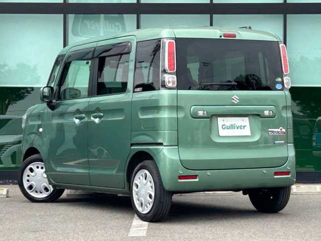 スズキ スペーシア HYBRID X 和歌山県 2019(平31)年 4.5万km ツールグリーンパールメタリック 社外7インチナビ（AVIC-RZ302）/フルセグTV/CD/DVD/衝突軽減ブレーキ/レーンキープアシスト/横滑り防止/オートライト/後方コーナーセンサー/ETC/両側パワスラ/ドラレコ/シートヒーター/後席サーキュレーター/後席ロール式サンシェード/レベライザー/Pスタート/アイドリングストップ