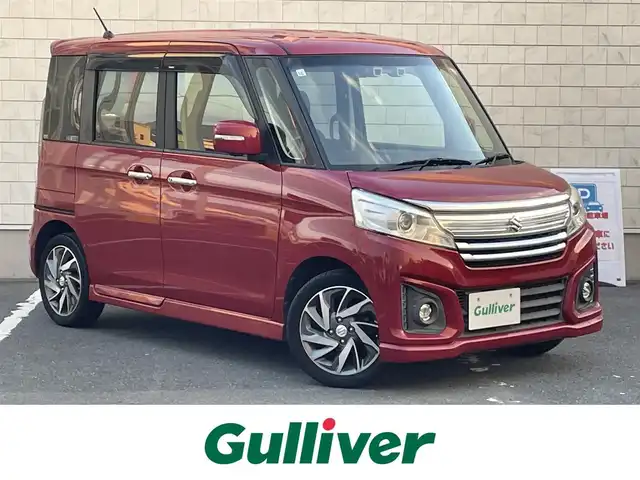 スズキ スペーシア カスタム XS 愛知県 2015(平27)年 6.5万km フェニックスレッドパール ・純正メーカーオプションナビ/・フルセグテレビ/・CD/DVD再生機能/・Bluetooth/USB/AUX接続機能/・全方位カメラ/・ETC/・両側電動スライドドア/・ベンチシート/・純正フロアマット/・純正15インチアルミホイール/・純正HIDヘッドライト/・オートライト/・衝突軽減ブレーキ/・レーンキープアシスト/・アイドリングストップ/・スマートキー/・オートエアコン