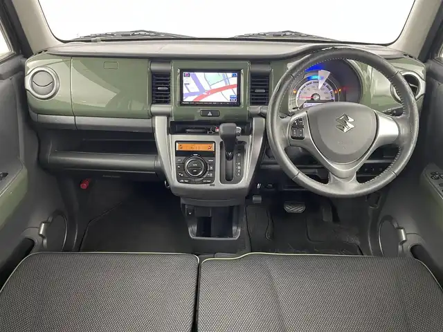 スズキ ハスラー Jスタイル 福岡県 2015(平27)年 9.7万km クールカーキパールメタリック/ホワイト2トーンルーフ 社外ナビ（フルセグＴＶ）　/バックカメラ　/ビルトインＥＴＣ　/前後ドライブレコーダー　/衝突被害軽減ブレーキ　/横滑り防止装置　/アイドリングストップ　/シートヒーター　/電動格納式ドアミラー　/プッシュスタート