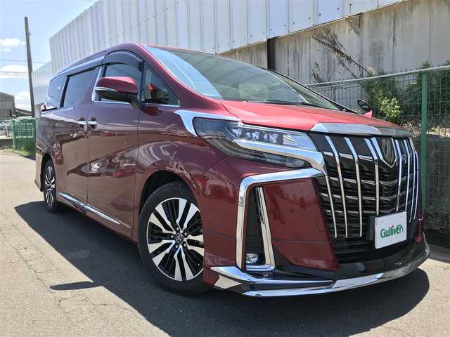 トヨタ アルファード S Cパッケージ 富山県 2018(平30)年 6.3万km ダークレッドマイカメタリック 純正10型ナビ(BT/CD/DVD)/フルセグTV/パワースライドドア(両側)/パワーバックドア/バックカメラ/ビルトインETC/コムテックドライブレコーダー/純正12.1型後席ディスプレイ/レーダークルーズコントロール/インテリジェントクリアランスソナー/セーフティセンス/・プリクラッシュセーフティ/・レーントレーシングアシスト/・ロードサインアシスト/・アダプティブハイビームシステム/ブラインドスポットモニター/デジタルインナーミラー/純正3眼LEDヘッドランプ/デュアルオートエアコン/木目調/革巻きコンビステアリング/ステアリングヒーター/ブラック合皮シート/前列パワーシート/快適温熱シート/2列目エグゼクティブパワーシート/助手席パワーオットマン/運転席ポジションメモリー/モデリスタエアロ(F/S/R)/純正18インチアルミホイール/スマートエントリー/プッシュスタートシステム/ウェルカムパワースライドドア機能/禁煙車