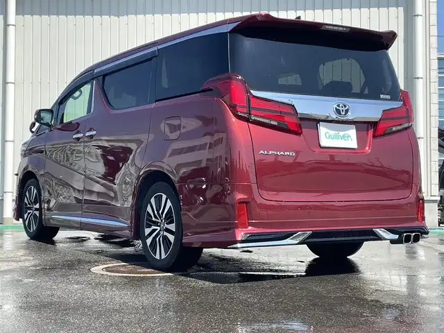トヨタ アルファード S Cパッケージ 富山県 2018(平30)年 6.3万km ダークレッドマイカメタリック 純正10型ナビ(BT/CD/DVD)/フルセグTV/パワースライドドア(両側)/パワーバックドア/バックカメラ/ビルトインETC/コムテックドライブレコーダー/純正12.1型後席ディスプレイ/レーダークルーズコントロール/インテリジェントクリアランスソナー/セーフティセンス/・プリクラッシュセーフティ/・レーントレーシングアシスト/・ロードサインアシスト/・アダプティブハイビームシステム/ブラインドスポットモニター/デジタルインナーミラー/純正3眼LEDヘッドランプ/デュアルオートエアコン/木目調/革巻きコンビステアリング/ステアリングヒーター/ブラック合皮シート/前列パワーシート/快適温熱シート/2列目エグゼクティブパワーシート/助手席パワーオットマン/運転席ポジションメモリー/モデリスタエアロ(F/S/R)/純正18インチアルミホイール/スマートエントリー/プッシュスタートシステム/ウェルカムパワースライドドア機能/禁煙車