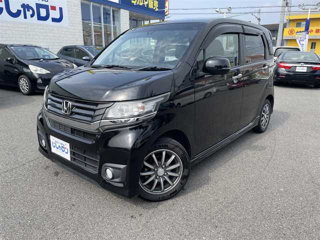 ホンダ Ｎ ＷＧＮ カスタム G ターボパッケージ 和歌山県 2014(平26)年 9.5万km スマートブラック (株)IDOMが運営する【じしゃロン和歌山店】の自社ローン専用車両になります。/こちらは現金またはオートローンご利用時の価格です。自社ローンご希望の方は別途その旨お申付け下さい/ワンオーナー/衝突安全装置/横滑り防止/パドルシフト/クルーズコントロール/Gathers純正CD/AUX/スマートキー×２/プッシュスタート/エアロ/CVT/キセノン/フォグ/保証書・取説有