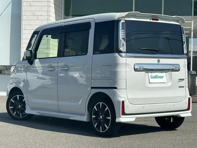スズキ スペーシア カスタム HYBRID XS 兵庫県 2022(令4)年 3.5万km ピュアホワイトP 純正8インチSDナビ/アラウンドビューモニター/デュアルブレーキサポート/純正フロアマット/純正アルミホイール/追従有クルーズコントロール/両側パワースライドドア/シートヒーター/フルセグTV/DVD再生/LEDヘッドライト/スペアキー/スイッチスタート/Bluetooth接続/USB入力端子