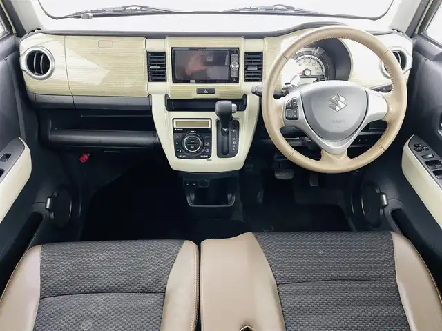 スズキ ハスラー ワンダラー 福島県 2019(平31)年 2.8万km シフォンアイボリーメタリック/ウッディブラウン2トーンルーフ スズキセーフティサポート/・衝突軽減ブレーキ/・誤発進抑制機能/・車線維持支援機能/・ふらつき警報機能/・先行車発進お知らせ機能/・横滑り防止装置/・ヒルスタートアシスト/・頚部衝撃緩和フロントシート/ワンオーナー/パイオニアメモリナビ/・フルセグTV/・CD/DVD/・FM/AM/・iPod/・AUX/・SD/・ステアリングスイッチ/LEDヘッドライト/・フォグランプ/・オートライト/ハーフレザー/シートヒーター（D＋N）/純正15インチスチールホイール/純正フロアマット/ドアバイザー/ルーフレール/アイドリングストップ/プッシュスタート/スマートキー