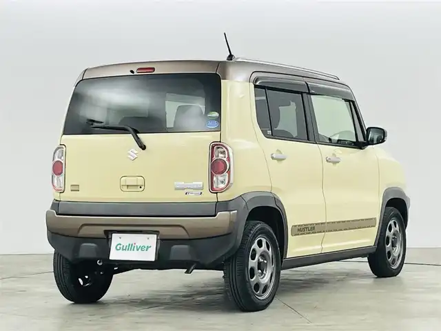 スズキ ハスラー ワンダラー 福島県 2019(平31)年 2.8万km シフォンアイボリーメタリック/ウッディブラウン2トーンルーフ スズキセーフティサポート/・衝突軽減ブレーキ/・誤発進抑制機能/・車線維持支援機能/・ふらつき警報機能/・先行車発進お知らせ機能/・横滑り防止装置/・ヒルスタートアシスト/・頚部衝撃緩和フロントシート/ワンオーナー/パイオニアメモリナビ/・フルセグTV/・CD/DVD/・FM/AM/・iPod/・AUX/・SD/・ステアリングスイッチ/LEDヘッドライト/・フォグランプ/・オートライト/ハーフレザー/シートヒーター（D＋N）/純正15インチスチールホイール/純正フロアマット/ドアバイザー/ルーフレール/アイドリングストップ/プッシュスタート/スマートキー