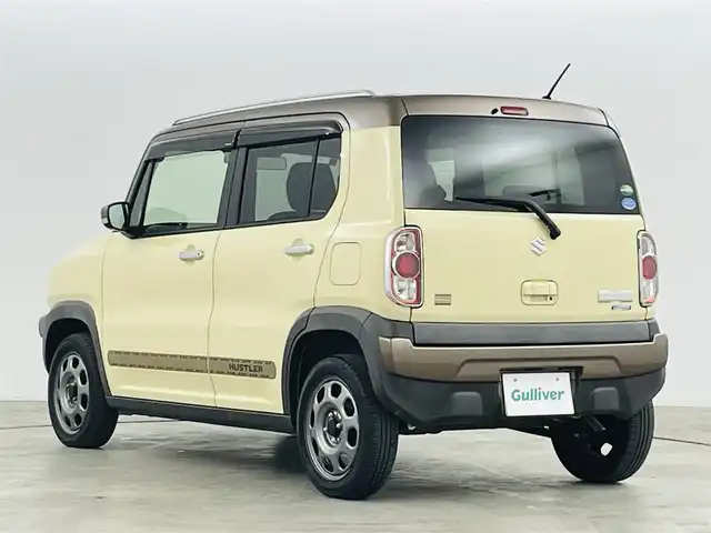 スズキ ハスラー ワンダラー 福島県 2019(平31)年 2.8万km シフォンアイボリーメタリック/ウッディブラウン2トーンルーフ スズキセーフティサポート/・衝突軽減ブレーキ/・誤発進抑制機能/・車線維持支援機能/・ふらつき警報機能/・先行車発進お知らせ機能/・横滑り防止装置/・ヒルスタートアシスト/・頚部衝撃緩和フロントシート/ワンオーナー/パイオニアメモリナビ/・フルセグTV/・CD/DVD/・FM/AM/・iPod/・AUX/・SD/・ステアリングスイッチ/LEDヘッドライト/・フォグランプ/・オートライト/ハーフレザー/シートヒーター（D＋N）/純正15インチスチールホイール/純正フロアマット/ドアバイザー/ルーフレール/アイドリングストップ/プッシュスタート/スマートキー