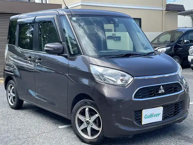 三菱 ｅＫスペース Gセーフティ プラスエディション 千葉県 2019(平31)年 7.3万km オークブラウンメタリック 純正ナビ【フルセグ、BT、CD、DVD、AUX】/純正フロアマット/社外14インチアルミホイール/前後コーナーセンサー/D席シートヒーター/バックカメラ/アラウンドビュー/プッシュスタート/アイドリングストップ/ETC/前後ドラレコ/電動格納ミラー/ドアバイザー/レベライザー/保証書/取説/スペアキー