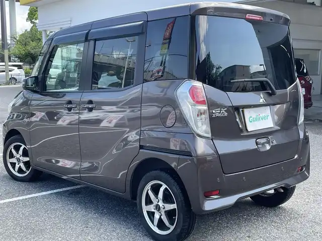 三菱 ｅＫスペース Gセーフティ プラスエディション 千葉県 2019(平31)年 7.3万km オークブラウンメタリック 純正ナビ【フルセグ、BT、CD、DVD、AUX】/純正フロアマット/社外14インチアルミホイール/前後コーナーセンサー/D席シートヒーター/バックカメラ/アラウンドビュー/プッシュスタート/アイドリングストップ/ETC/前後ドラレコ/電動格納ミラー/ドアバイザー/レベライザー/保証書/取説/スペアキー