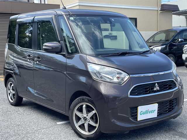 三菱 ｅＫスペース Gセーフティ プラスエディション 千葉県 2019(平31)年 7.3万km オークブラウンメタリック 純正ナビ【フルセグ、BT、CD、DVD、AUX】/純正フロアマット/社外14インチアルミホイール/前後コーナーセンサー/D席シートヒーター/バックカメラ/アラウンドビュー/プッシュスタート/アイドリングストップ/ETC/前後ドラレコ/電動格納ミラー/ドアバイザー/レベライザー/保証書/取説/スペアキー