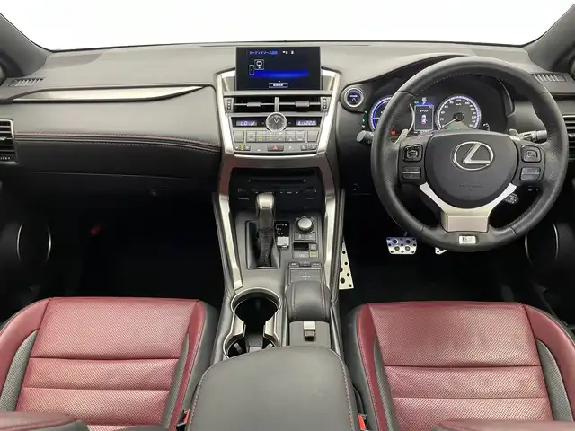 レクサス ＮＸ 300h Fスポーツ 愛知県 2015(平27)年 6.4万km ソニッククォーツ 純正ナビ　フルセグＴＶ　ムーンルーフ　バックカメラ　電動格納リアシート　赤革　ベンチレーション　シートヒーター　３眼ＬＥＤヘッドライト　衝突軽減　前後ドラレコ　ＥＴＣ　ブルーレイ再生　ｎａｎｏｅ　禁煙　スぺアタイヤあり