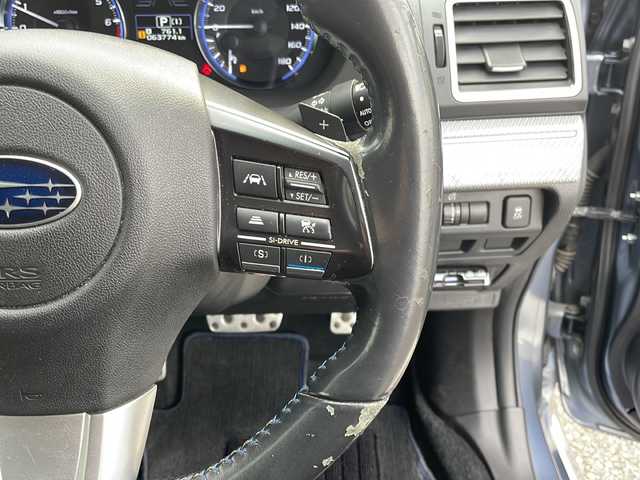スバル レヴォーグ 1．6GT－S アイサイト 島根県 2014(平26)年 6.4万km スティールブルーグレーM アイサイト/4WD/ターボ/社外7インチSDナビゲーション(CN-R300D)/フルセグ SD CD DVD/レーダークルーズコントロール/バックカメラ/パドルシフト/D/N席パワーシート/LEDヘッドライト/AUTOライト/フォグライト/ETC/電子パーキング/アイドリングストップ/革巻きステアリング/ISOFIX/純正18インチアルミホイール
