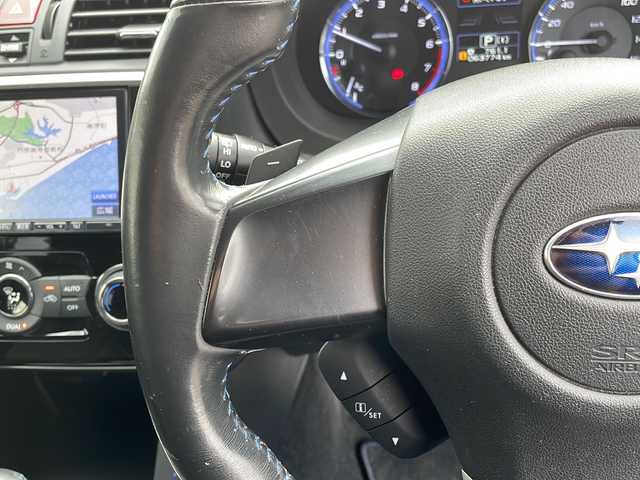 スバル レヴォーグ 1．6GT－S アイサイト 島根県 2014(平26)年 6.4万km スティールブルーグレーM アイサイト/4WD/ターボ/社外7インチSDナビゲーション(CN-R300D)/フルセグ SD CD DVD/レーダークルーズコントロール/バックカメラ/パドルシフト/D/N席パワーシート/LEDヘッドライト/AUTOライト/フォグライト/ETC/電子パーキング/アイドリングストップ/革巻きステアリング/ISOFIX/純正18インチアルミホイール