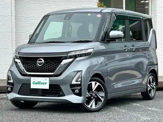 日産 ルークス ハイウェイスター Gターボ 千葉県 2022(令4)年 0.2万km チタニウムグレーメタリック 社外ナビ/TV/全方位/片側電動/CD/LED/コーナーセンサー/スマートキー/Bluetooth/アイドリングストップ/純正アルミホイール/純正フロアマット/ベンチシート/ロールサンシェード/ABS/横滑り防止装置/オートライト/エアバックW/衝突被害軽減システム/カーテンエアバック