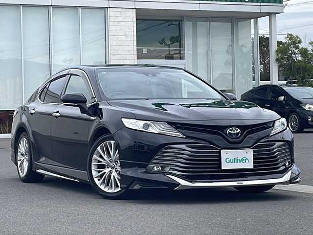 トヨタ カムリ G レザーパッケージ 香川県 2017(平29)年 7.3万km アティチュードブラックマイカ 純正メーカーOPナビ（高精細8型ワイドタッチディスプレイ）/フルセグテレビ/DVD/BD再生機能/サンルーフ/前後ドライブレコーダー/パワーシート/シートヒーター/モデリスタエアロ（フロント，サイド，リア）/前後コーナーセンサー/ブラインドスポットモニター/ヘッドアップディスプレイ/ETC