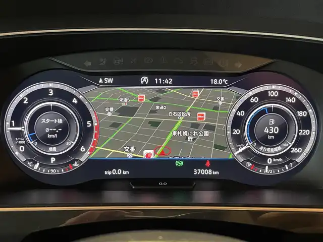 フォルクスワーゲン ティグアン TDI 4モーション ハイライン 道央・札幌 2018(平30)年 3.7万km タングステンシルバーメタリック レザーシートパッケージ/　・レザーシート/　・運転席メモリー付パワーシート/　・運転席パワーランバーサポート/オールインセーフティ/ヘッドアップディスプレイ/シートヒーター/DiscoverProナビ/フルセグTV/CD/DVD/SD/USB/Bluetooth/360°カメラ/パークアシスト/PDC/ACC/レーンアシスト/サイドアシストプラス/トラフィックアシスト/ダイナミックコーナリングライト/ダイナミックライトアシスト/パワーテールゲート