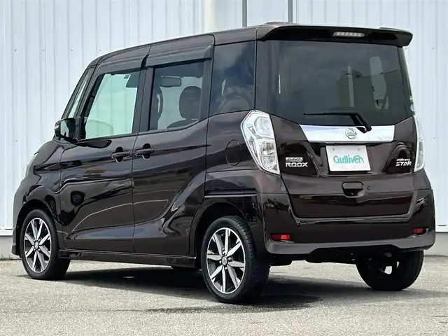 日産 デイズ ルークス ハイウェイスター Gターボ 愛媛県 2017(平29)年 3.5万km モカブラウンP 全方位カメラ/革ステアリング/ステアスイッチ/フォグランプ/ＬＥＤライト/オートライト/オートマッチハイビーム/フルセグＴＶ/クルーズコントロール/ドライブレコーダー/ＥＴＣ/純正ＡＷ/純正フロアット/ベンチシート/Bluetooth/横滑り防止装置/ABS/レーンキープアシスト/衝突軽減システム