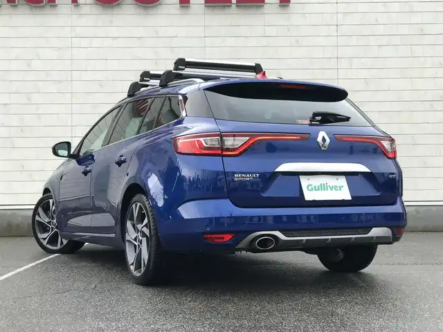 ルノー メガーヌ 1．6 富山県 2018(平30)年 3.9万km 青 ディスプレイオーディオ/Bluetooth/衝突被害軽減ブレーキ/コーナーセンサー/レーンキープアシスト/ブラインドスポットモニター/社外AWスタッドレスタイヤ車載/革巻きステアリング/プッシュスタート/スマートキー/LEDヘッドライト/オートライト/ルーフレール/パドルシフト/ETC
