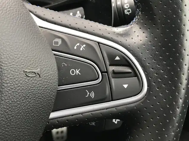 ルノー メガーヌ 1．6 富山県 2018(平30)年 3.9万km 青 ディスプレイオーディオ/Bluetooth/衝突被害軽減ブレーキ/コーナーセンサー/レーンキープアシスト/ブラインドスポットモニター/社外AWスタッドレスタイヤ車載/革巻きステアリング/プッシュスタート/スマートキー/LEDヘッドライト/オートライト/ルーフレール/パドルシフト/ETC