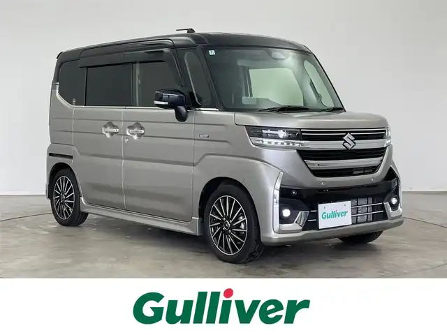 スズキ スペーシア カスタム HYBRID XS ターボ 埼玉県 2024(令6)年 0.9万km スチールシルバーメタリック/ブルーイッシュブラックパール 社外ナビ　バックカメラ　ＨＵＤ　ビルトインＥＴＣ　前後ドライブレコーダー　セーフティサポート　レーダークルーズコントロール　シートヒーター　ステアリングヒーター　サーキュレーター　オートライト　ＬＥＤ