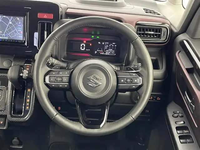 スズキ スペーシア カスタム HYBRID XS ターボ 埼玉県 2024(令6)年 0.9万km スチールシルバーメタリック/ブルーイッシュブラックパール 社外ナビ　バックカメラ　ＨＵＤ　ビルトインＥＴＣ　前後ドライブレコーダー　セーフティサポート　レーダークルーズコントロール　シートヒーター　ステアリングヒーター　サーキュレーター　オートライト　ＬＥＤ