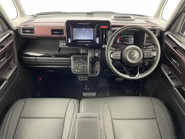スズキ スペーシア カスタム HYBRID XS ターボ 埼玉県 2024(令6)年 0.9万km スチールシルバーメタリック/ブルーイッシュブラックパール 社外ナビ　バックカメラ　ＨＵＤ　ビルトインＥＴＣ　前後ドライブレコーダー　セーフティサポート　レーダークルーズコントロール　シートヒーター　ステアリングヒーター　サーキュレーター　オートライト　ＬＥＤ